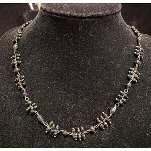 Vintage Liz Claiborne Black Beaded Choker Necklace 16-18”